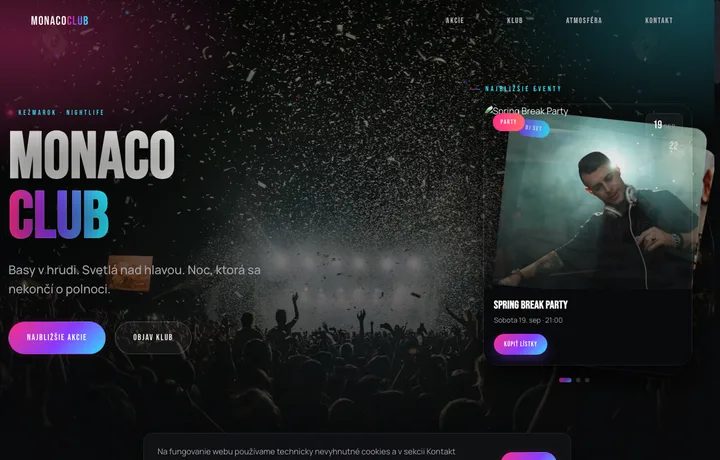 Náhľad webu Monaco Club